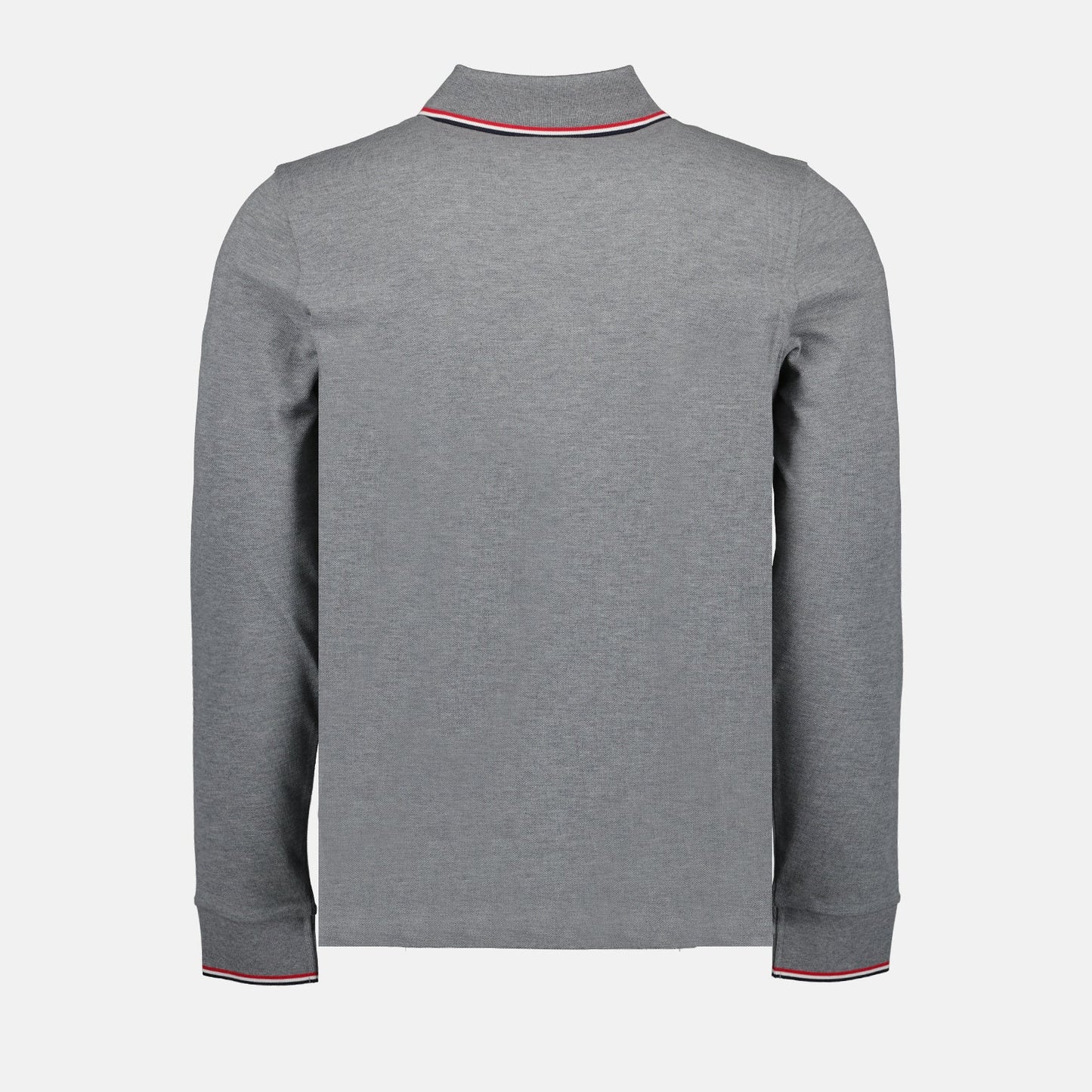 Moncler polo, long-sleeve polo, luxury men's polo, grey polo shirt, high-end fashion