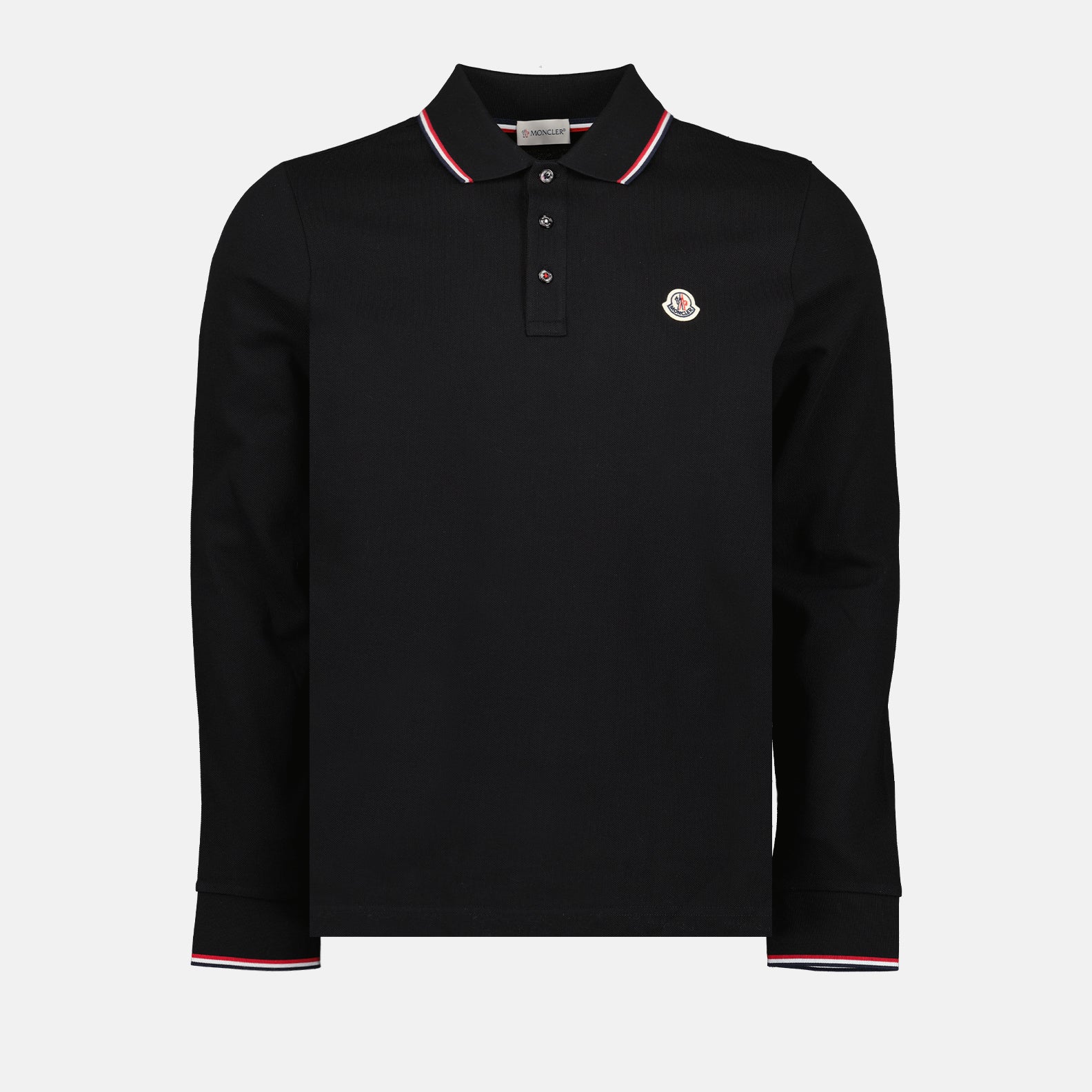 Moncler, Men's Polo, Long Sleeve Polo, Black Polo, Luxury Fashion