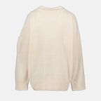 Moncler Women Sweater, Ribbed Beige Sweater, Luxury Women Knitwear, High-End Fashion, Designer Sweaters