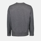 Moncler, grey sweatshirt, men's luxury apparel, logo sweatshirt, high-end fashion