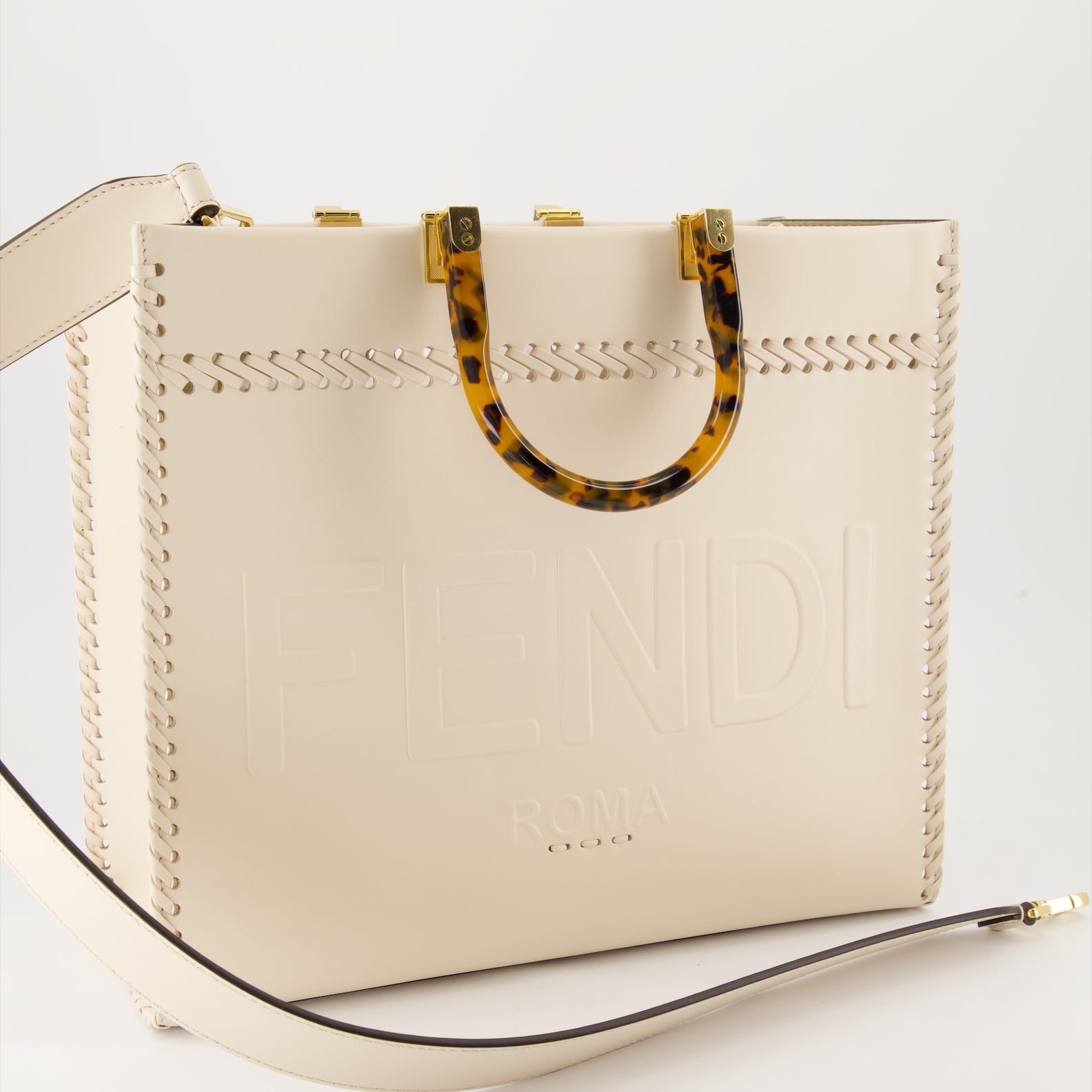 luxury tote bag, Fendi bag, white handbag, designer bag, premium accessories