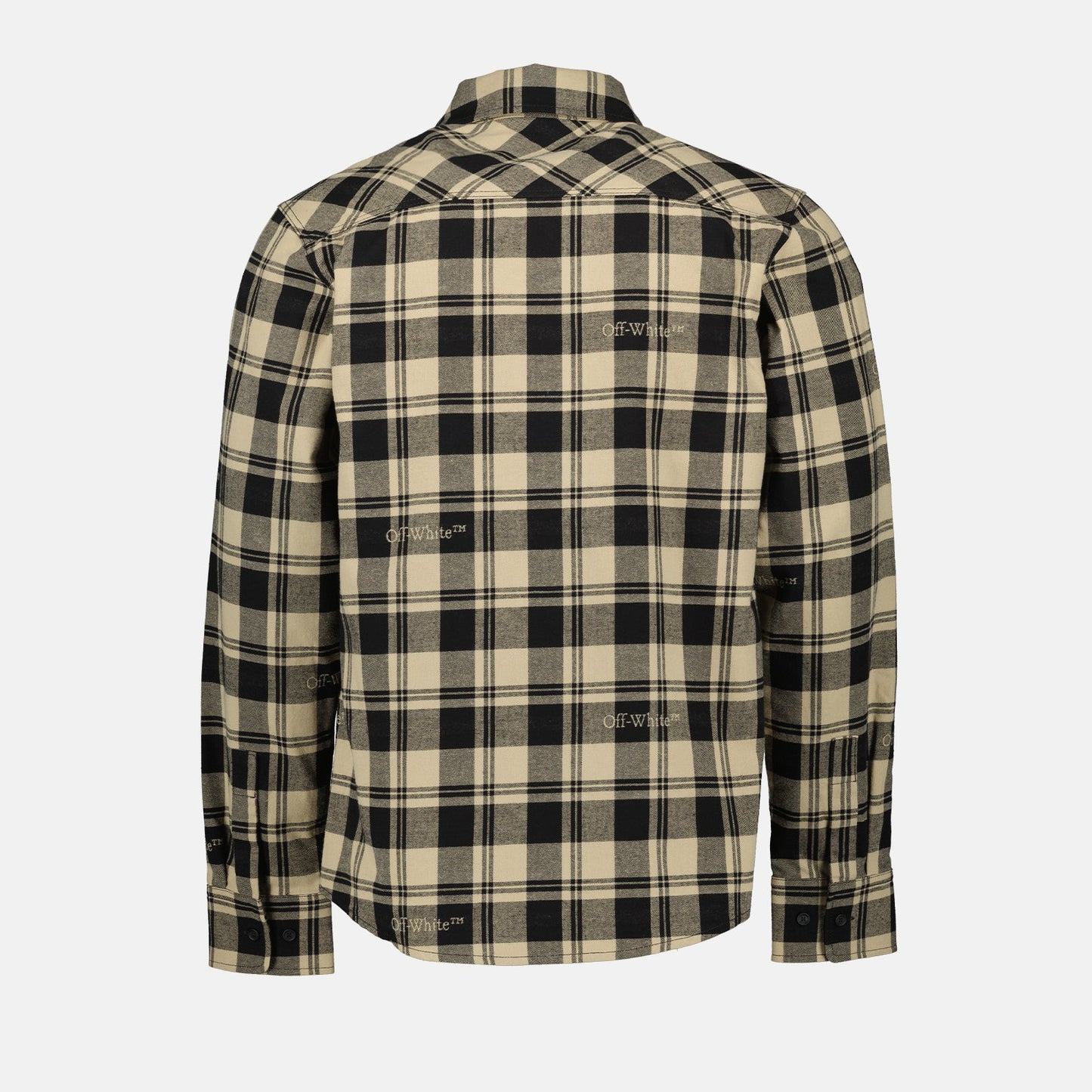 Off-White, flannel shirt, beige check, luxury casual, designer menswear