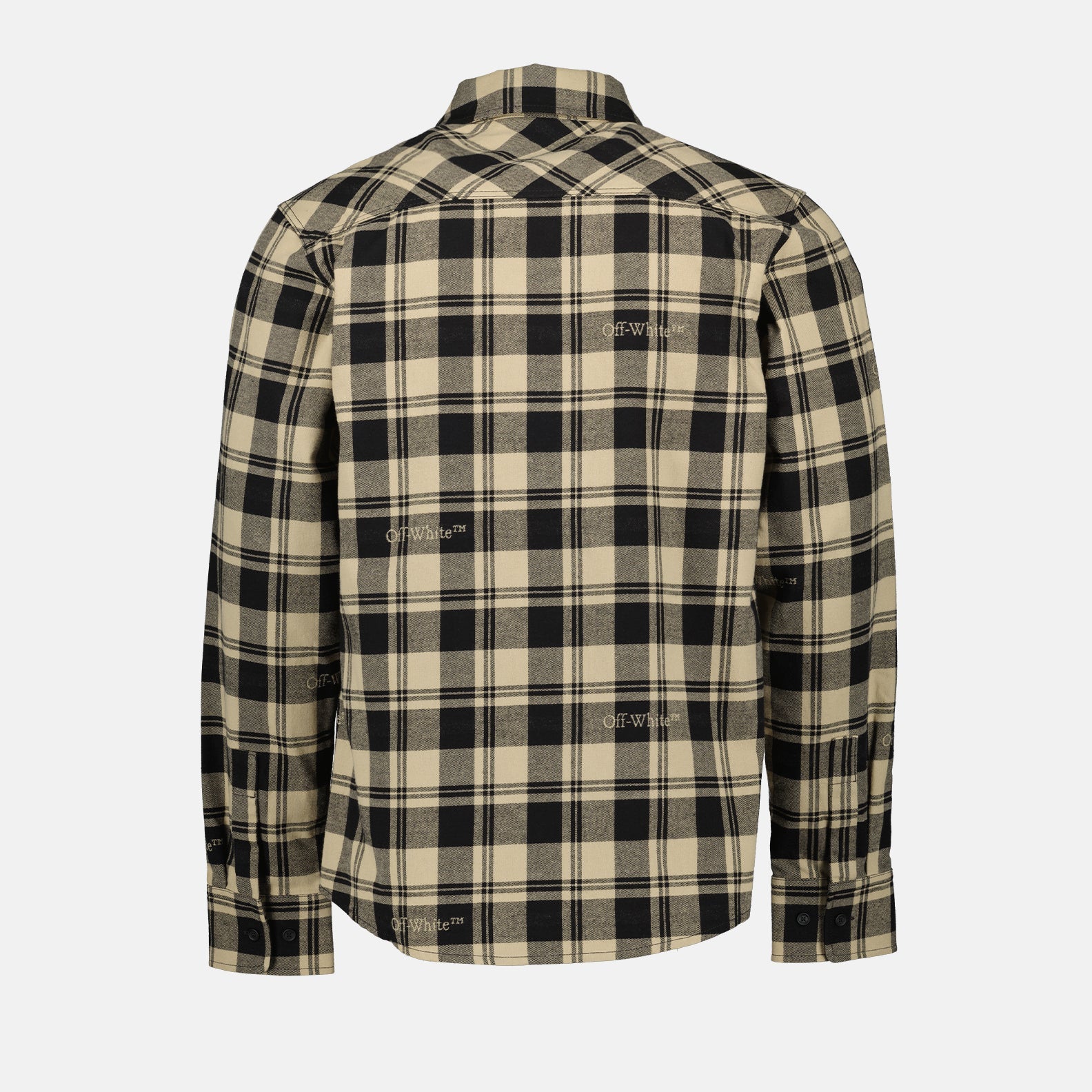 Off-White, flannel shirt, beige check, luxury casual, designer menswear