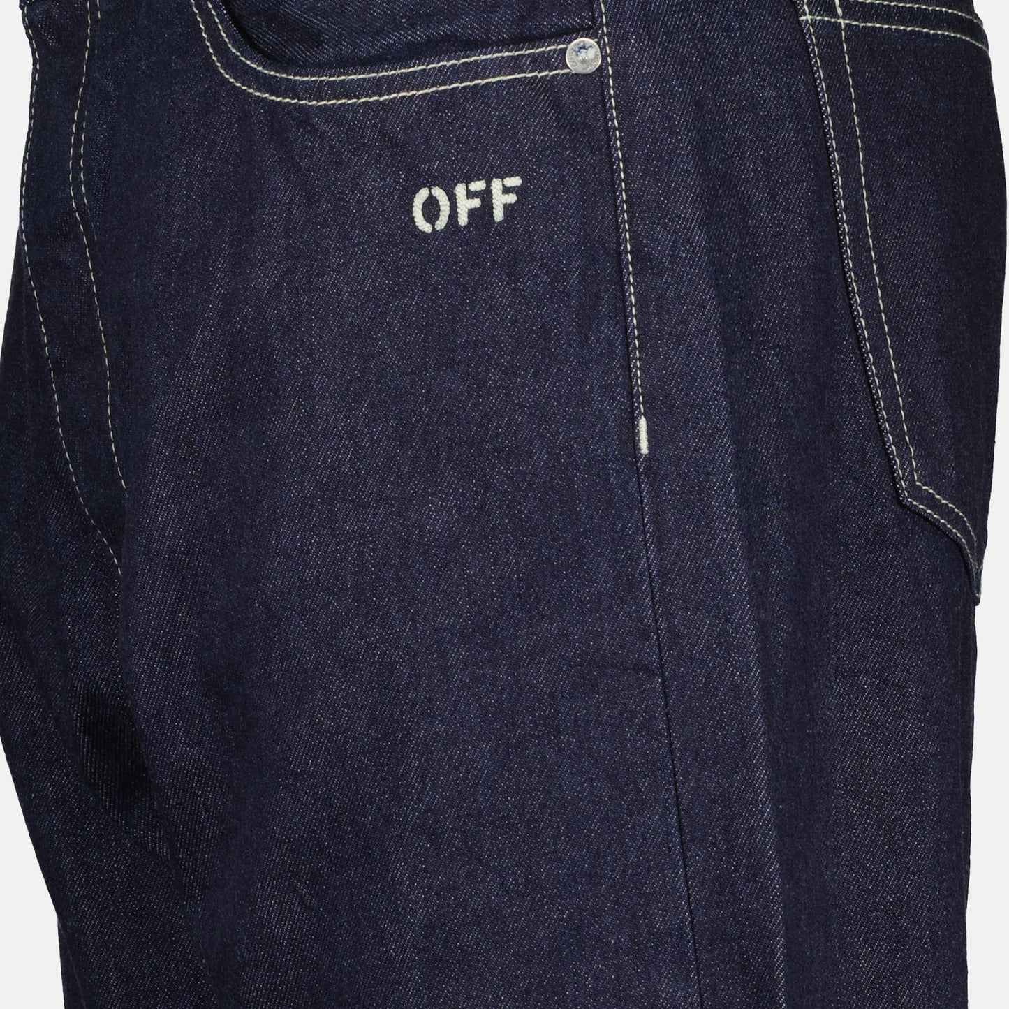 Off-White jeans, raw straight jeans, luxury denim, designer jeans, sophisticated casual wear