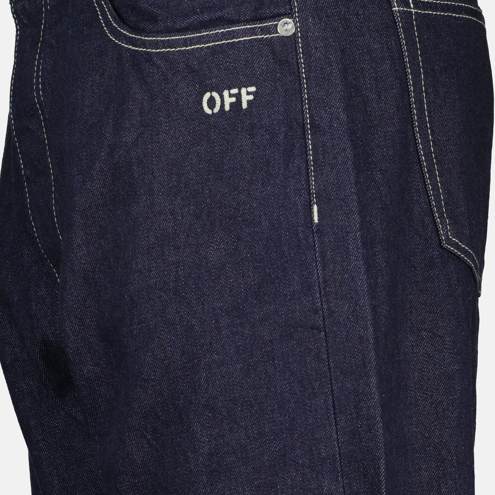 Jeans Retos Raw Off-White Homem Azul