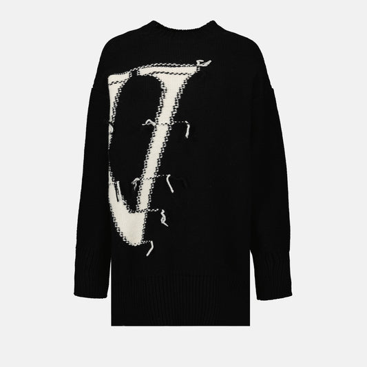 Oversize pull-over, luxury fashion, Off-White pull, designer knitwear, black pull-over