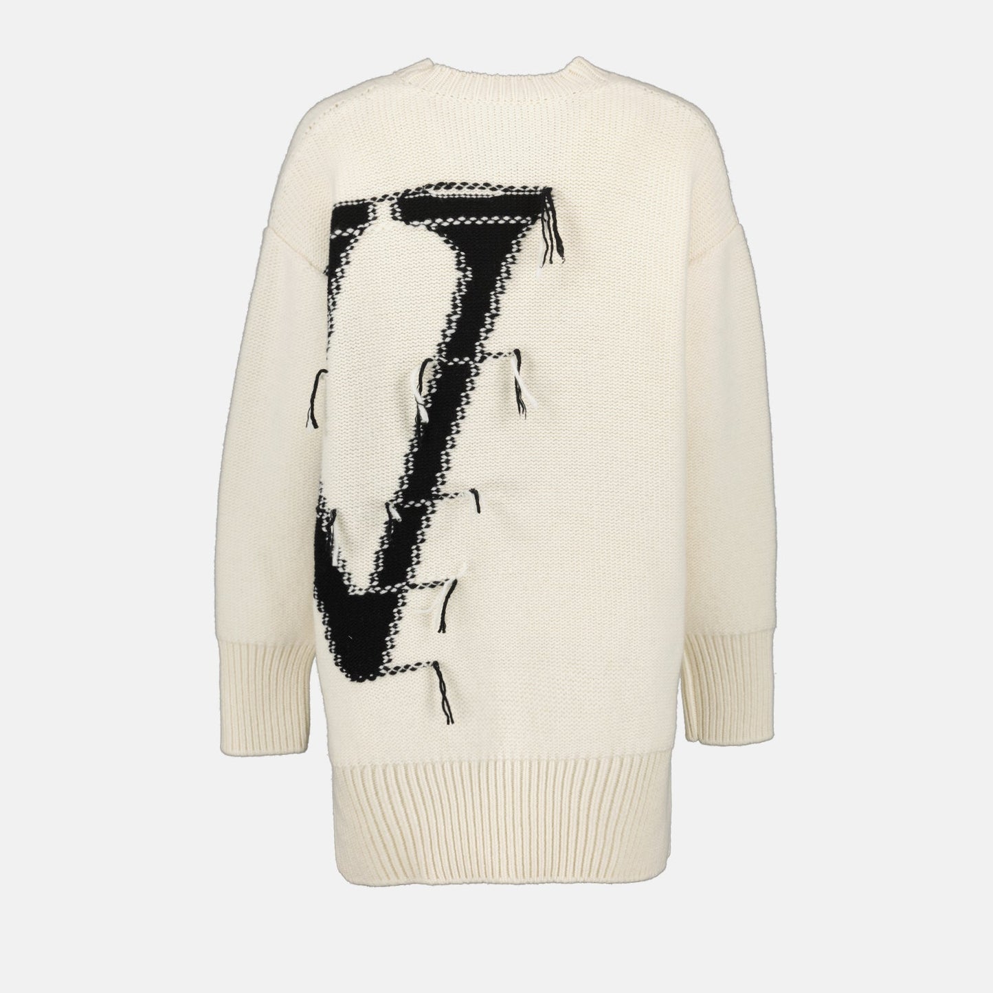 Oversized sweater, Beige pullover, Luxury knitwear, Off-White fashion, High-end casual wear