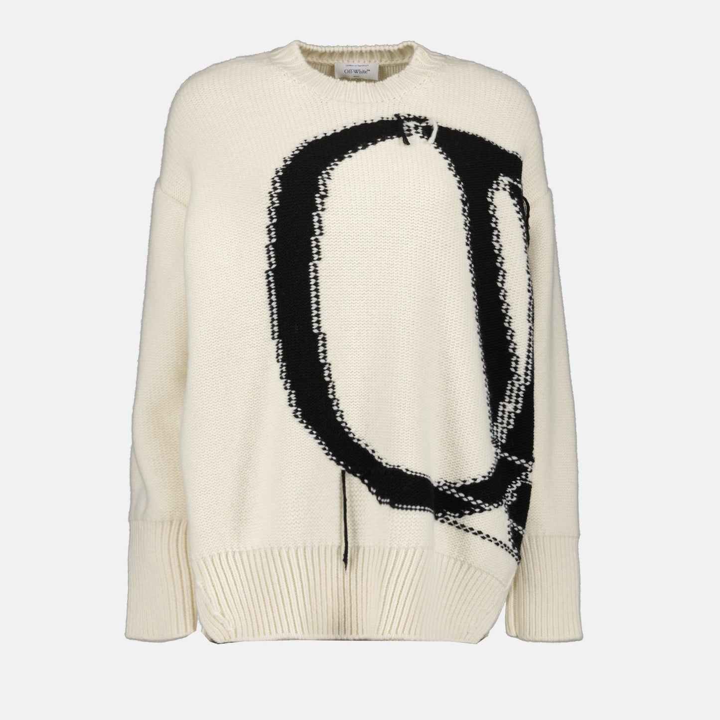 Oversized sweater, Beige pullover, Luxury knitwear, Off-White fashion, High-end casual wear