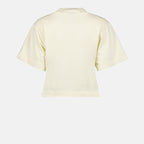 Off-White, pearl embellishment, beige T-shirt, luxury fashion, designer apparel