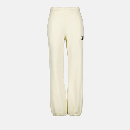 Off-White joggers, luxury casual wear, Beige jogger pants, designer joggers, high-end athleisure