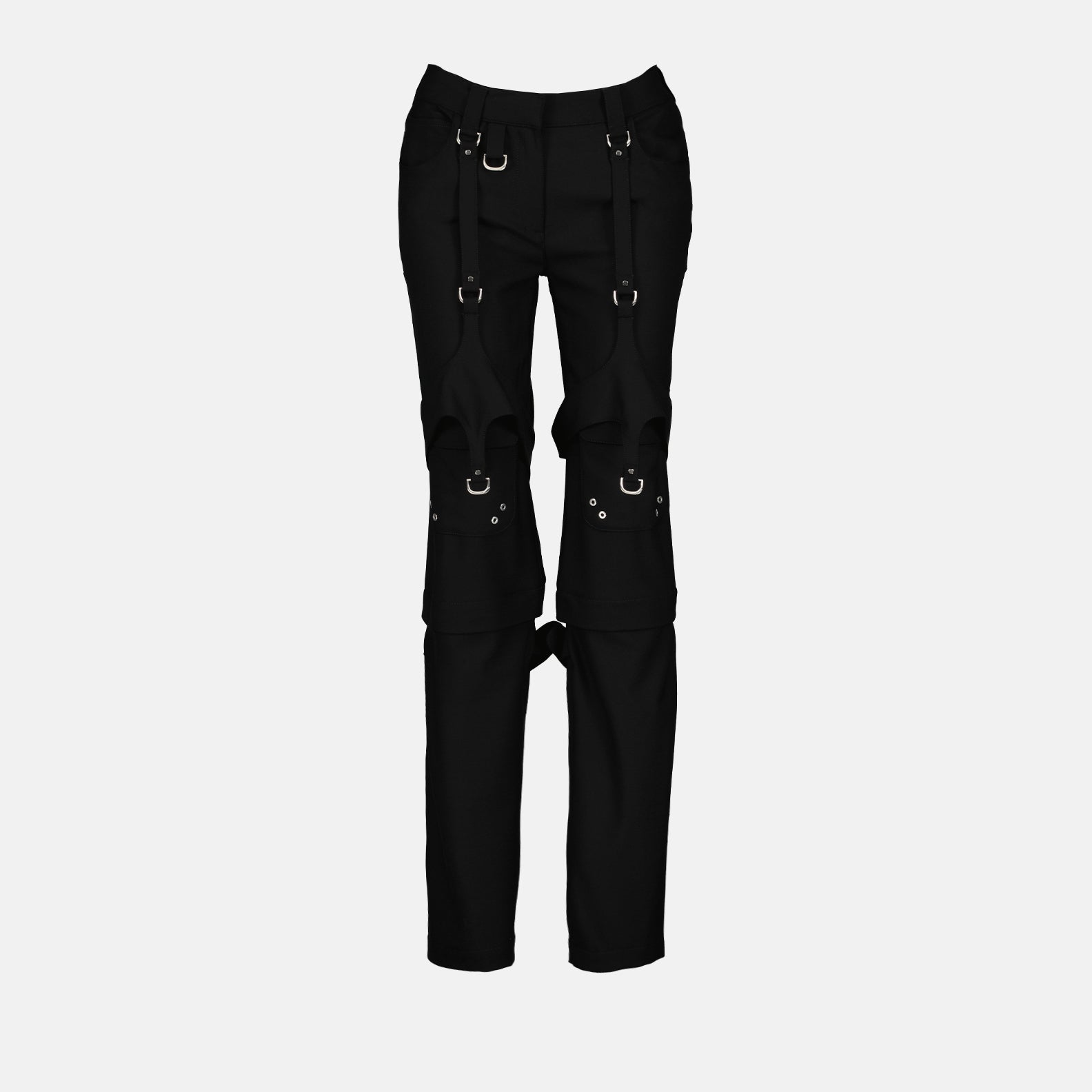 Off-White cargo pants, black wool pants, luxury cargo pants, designer wool pants, high-end fashion