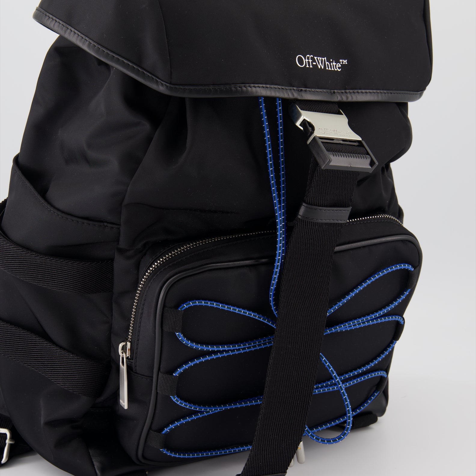 Off-White, Courrie Flap, black nylon backpack, luxury accessories, high-end fashion