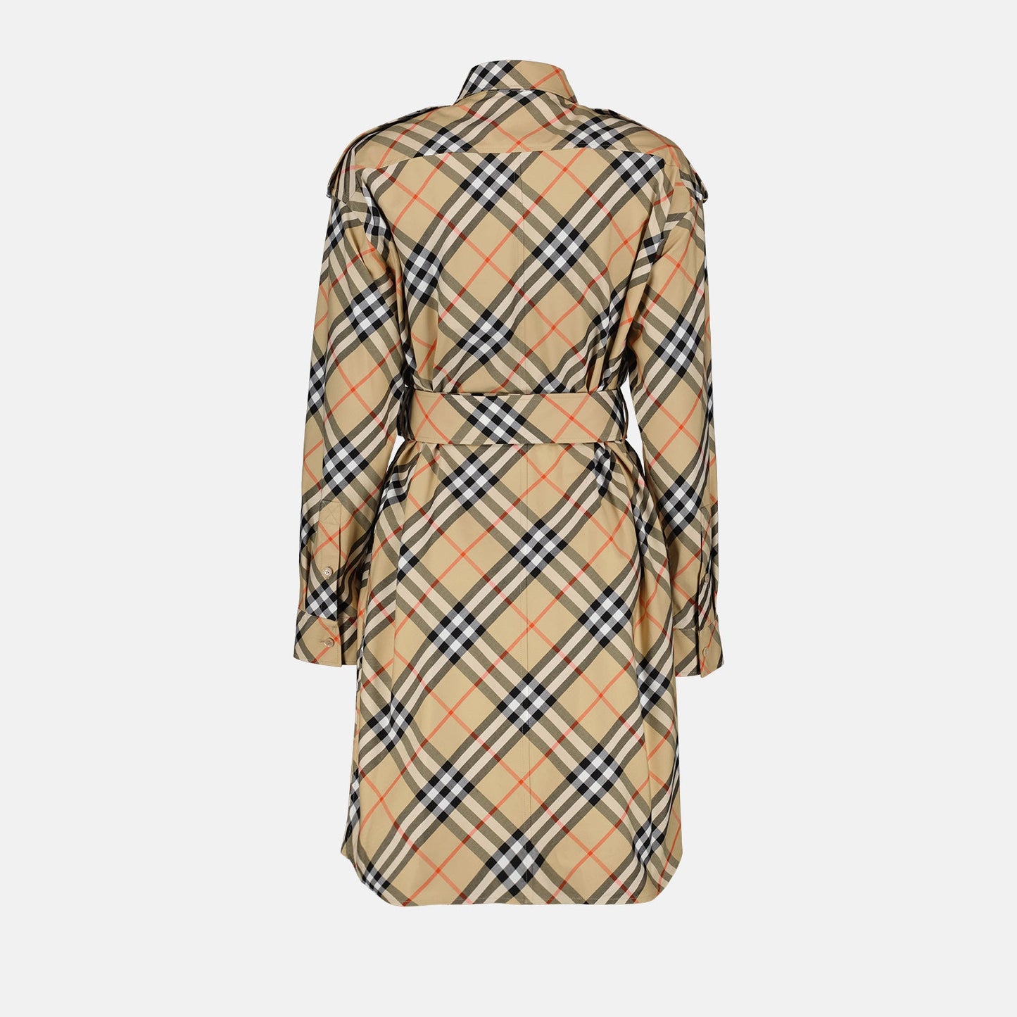 Burberry, plaid shirt dress, beige dress, luxury fashion, timeless elegance