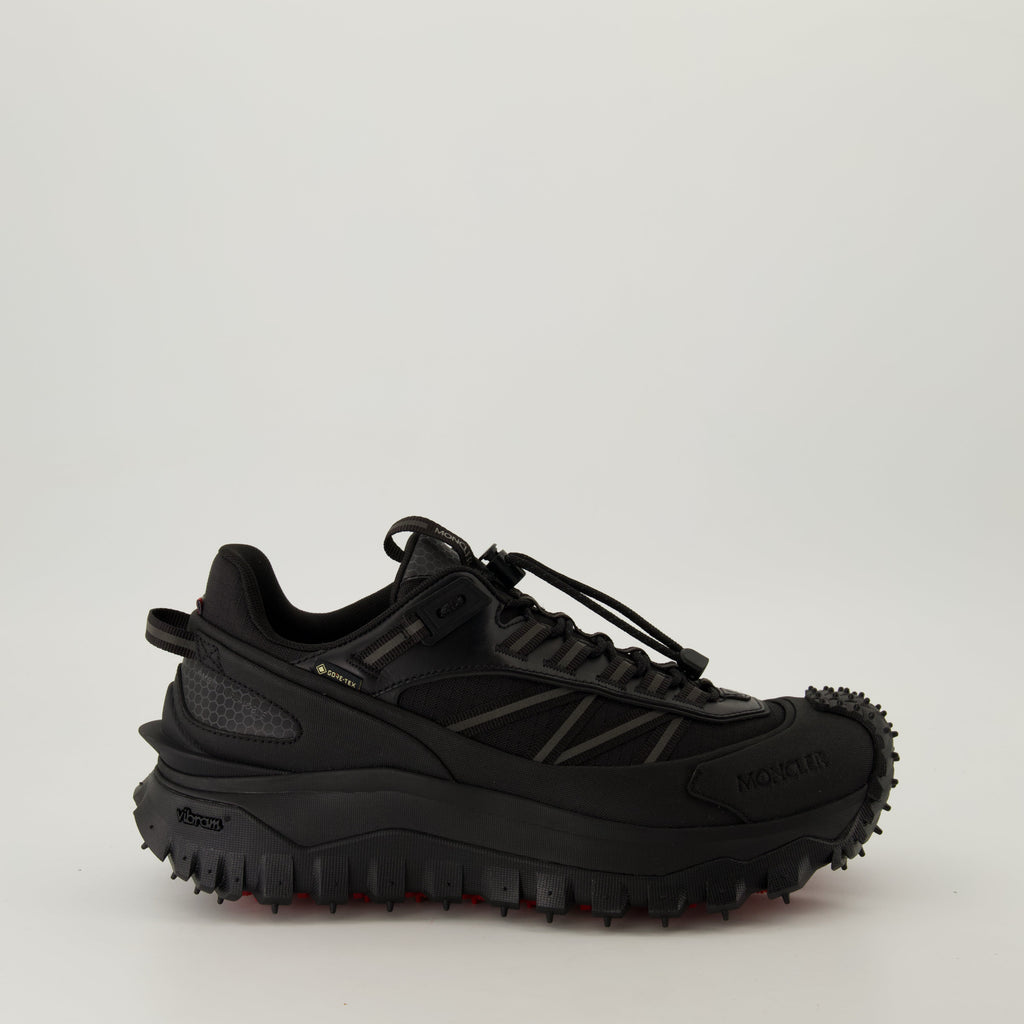 Trailgrip GTX sneakers, Moncler footwear, Vibram MEGAGRIP, black sneakers, luxury sneakers