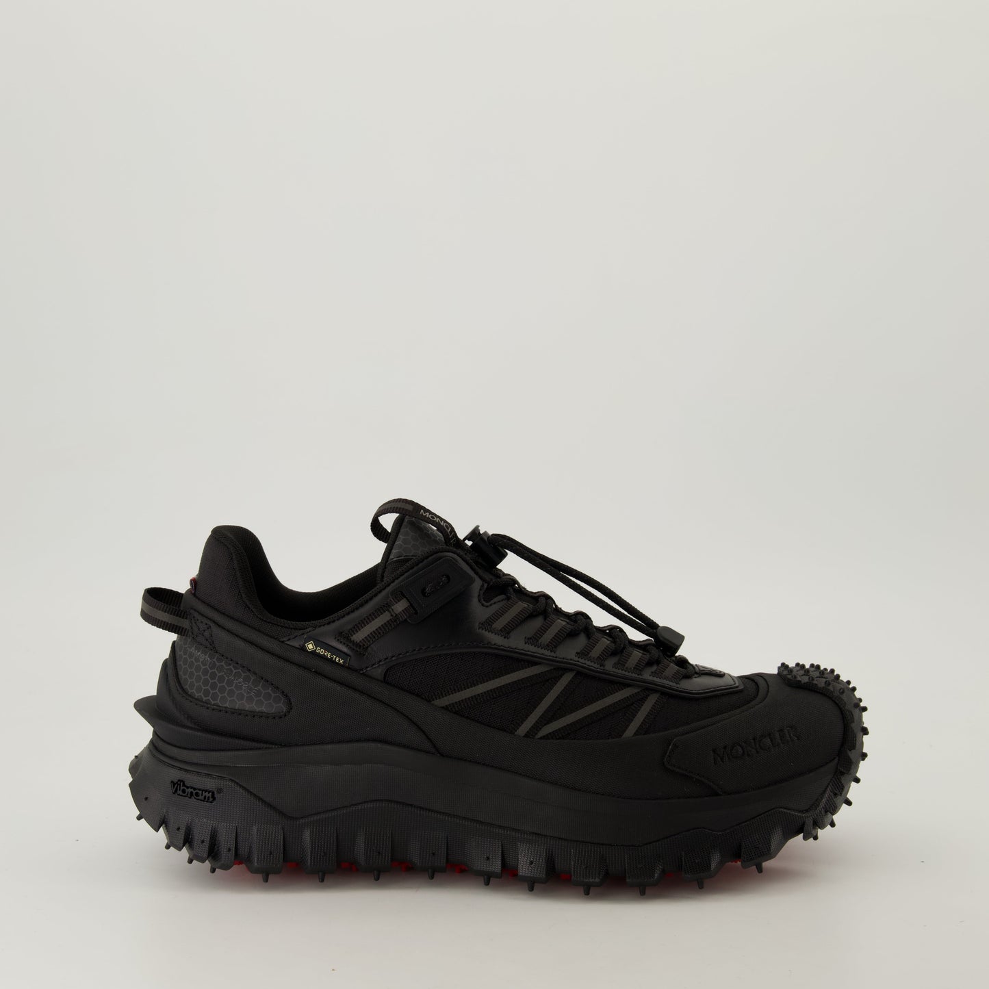 Trailgrip GTX sneakers, Moncler footwear, Vibram MEGAGRIP, black sneakers, luxury sneakers