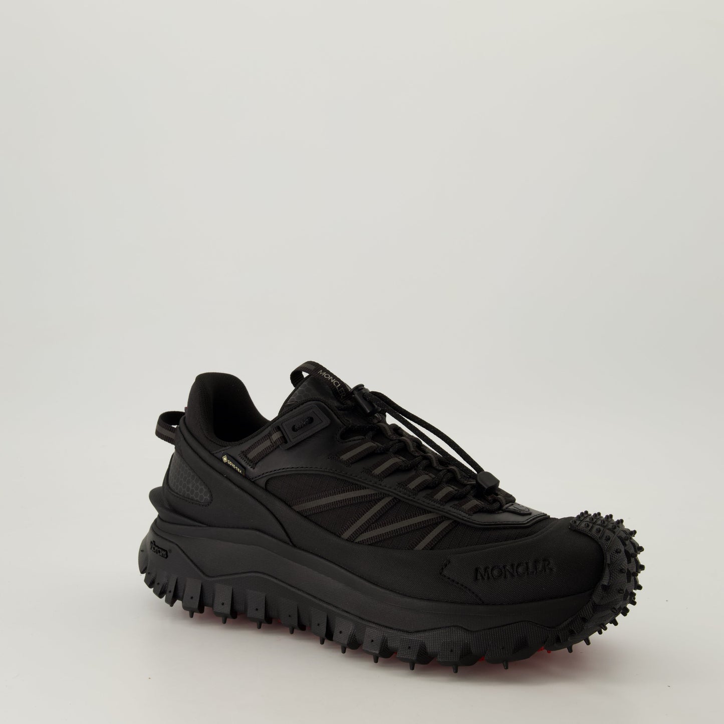 Trailgrip GTX sneakers, Moncler footwear, Vibram MEGAGRIP, black sneakers, luxury sneakers