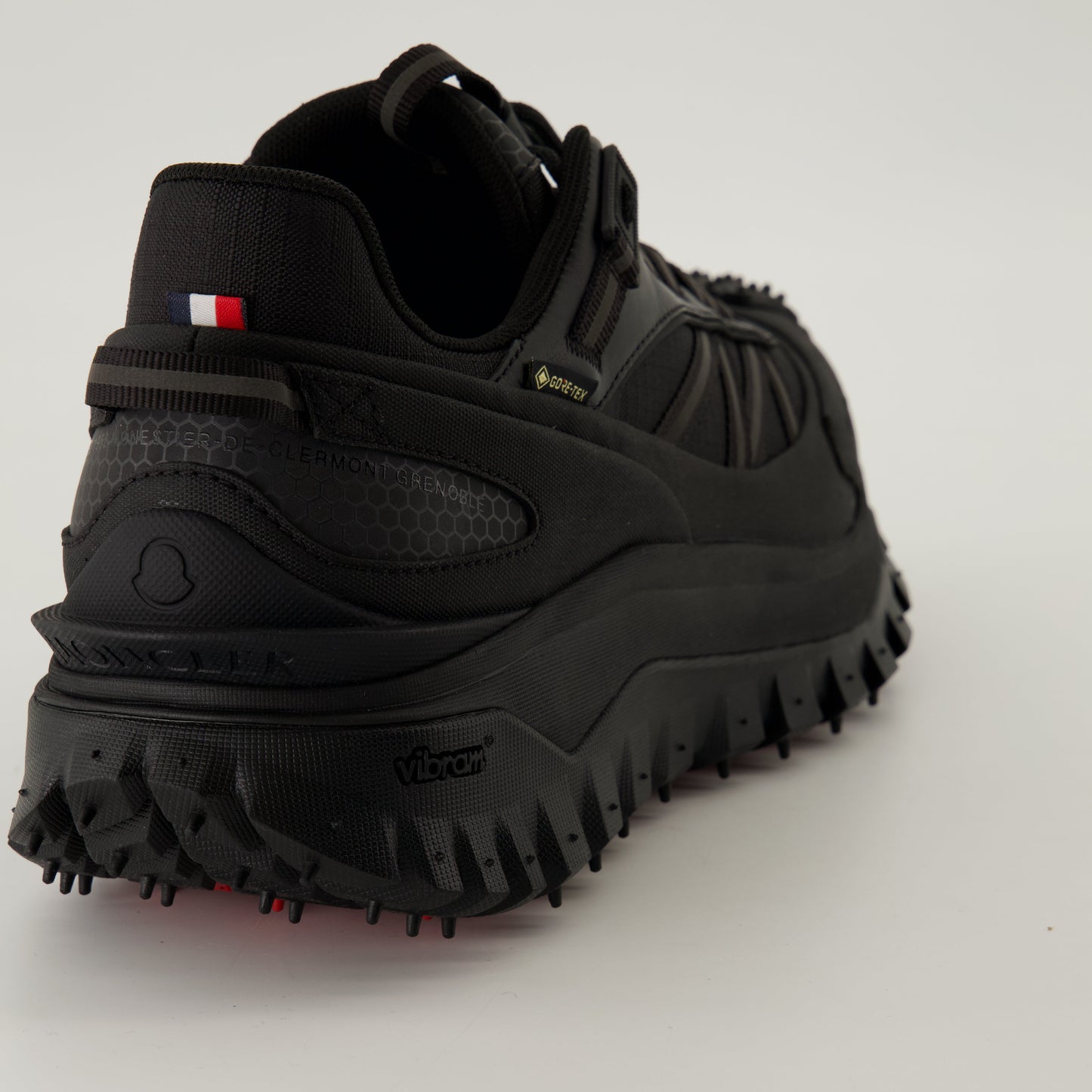 Trailgrip GTX sneakers, Moncler footwear, Vibram MEGAGRIP, black sneakers, luxury sneakers