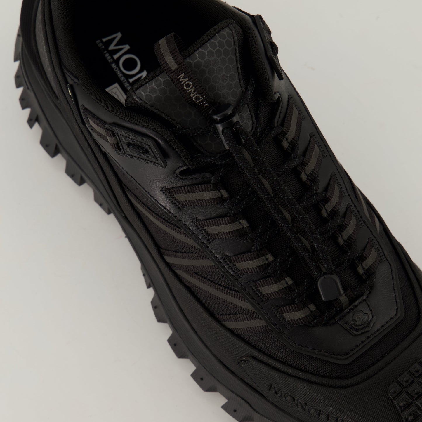 Trailgrip GTX sneakers, Moncler footwear, Vibram MEGAGRIP, black sneakers, luxury sneakers