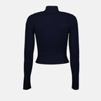 Navy turtleneck sweater, Ribbed knit sweater, Diesel sweater, Slim fit sweater, Cut-out logo sweater