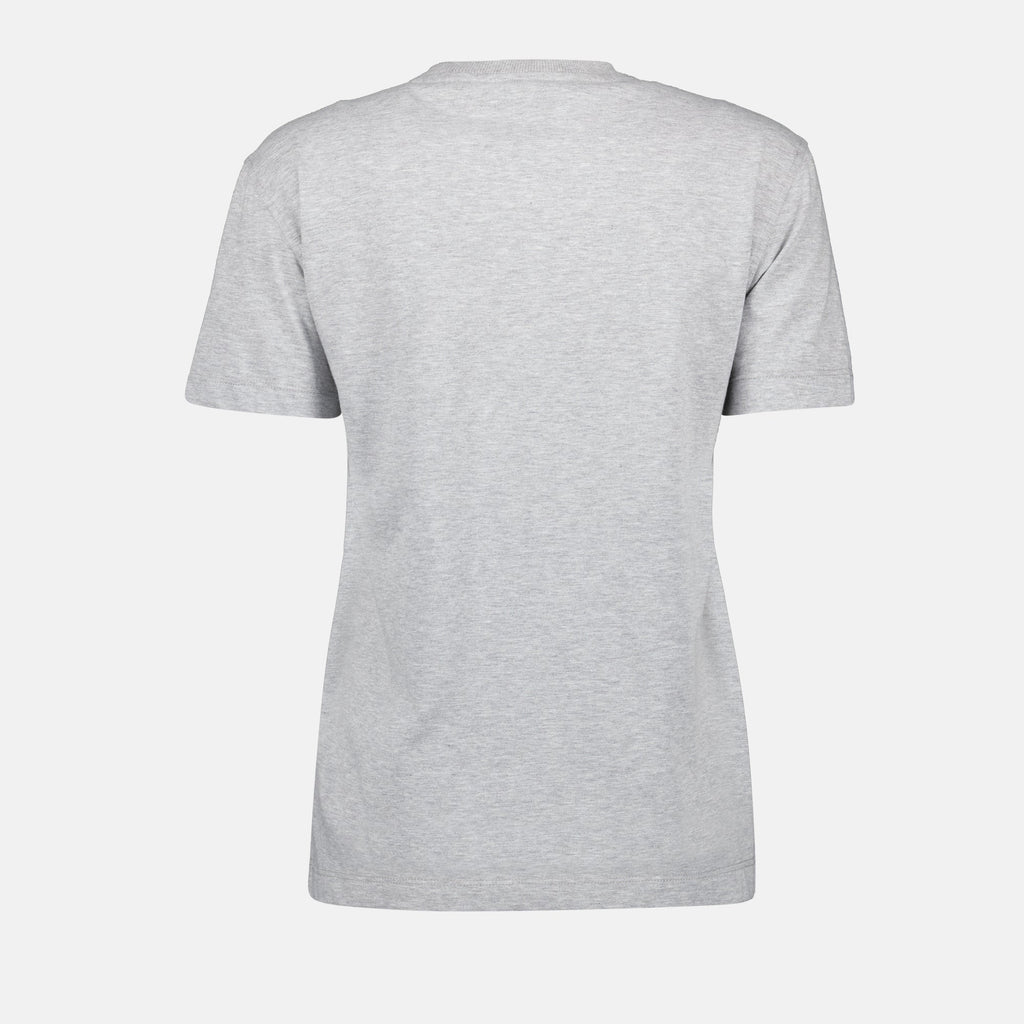 Fendi gray T-shirt, round neck cotton top, elegant gray shirt, Autumn-Winter 2024, versatile gray tee