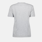 Fendi gray T-shirt, round neck cotton top, elegant gray shirt, Autumn-Winter 2024, versatile gray tee