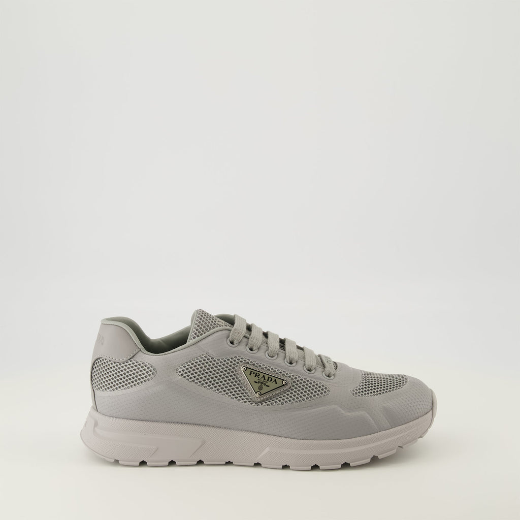 Prax 2.0 sneakers, Prada footwear, men's sneakers, mesh sneakers, gray sneakers