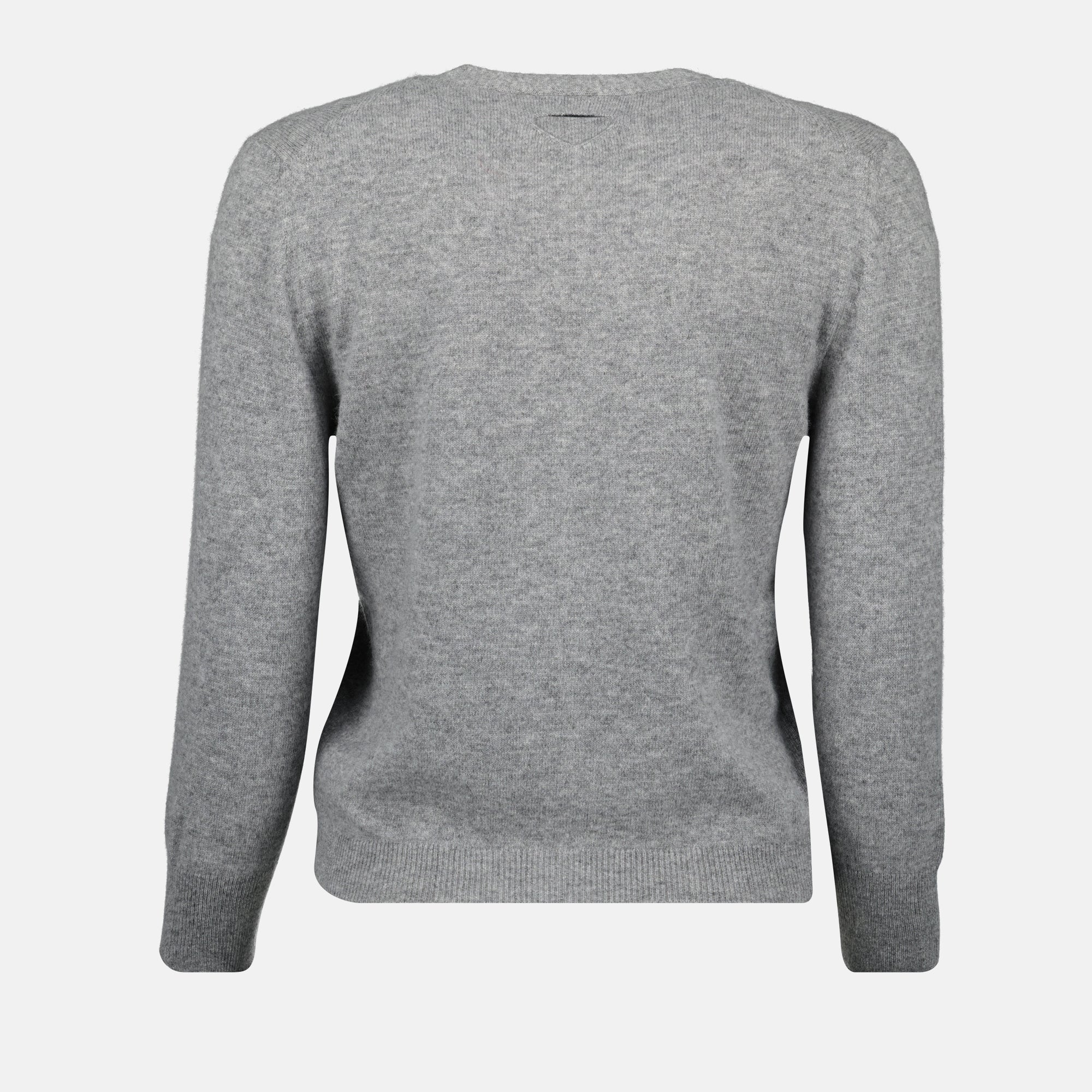 Prada cardigan, grey wool cardigan, women's cardigan, V-neck cardigan, Autumn-Winter fashion