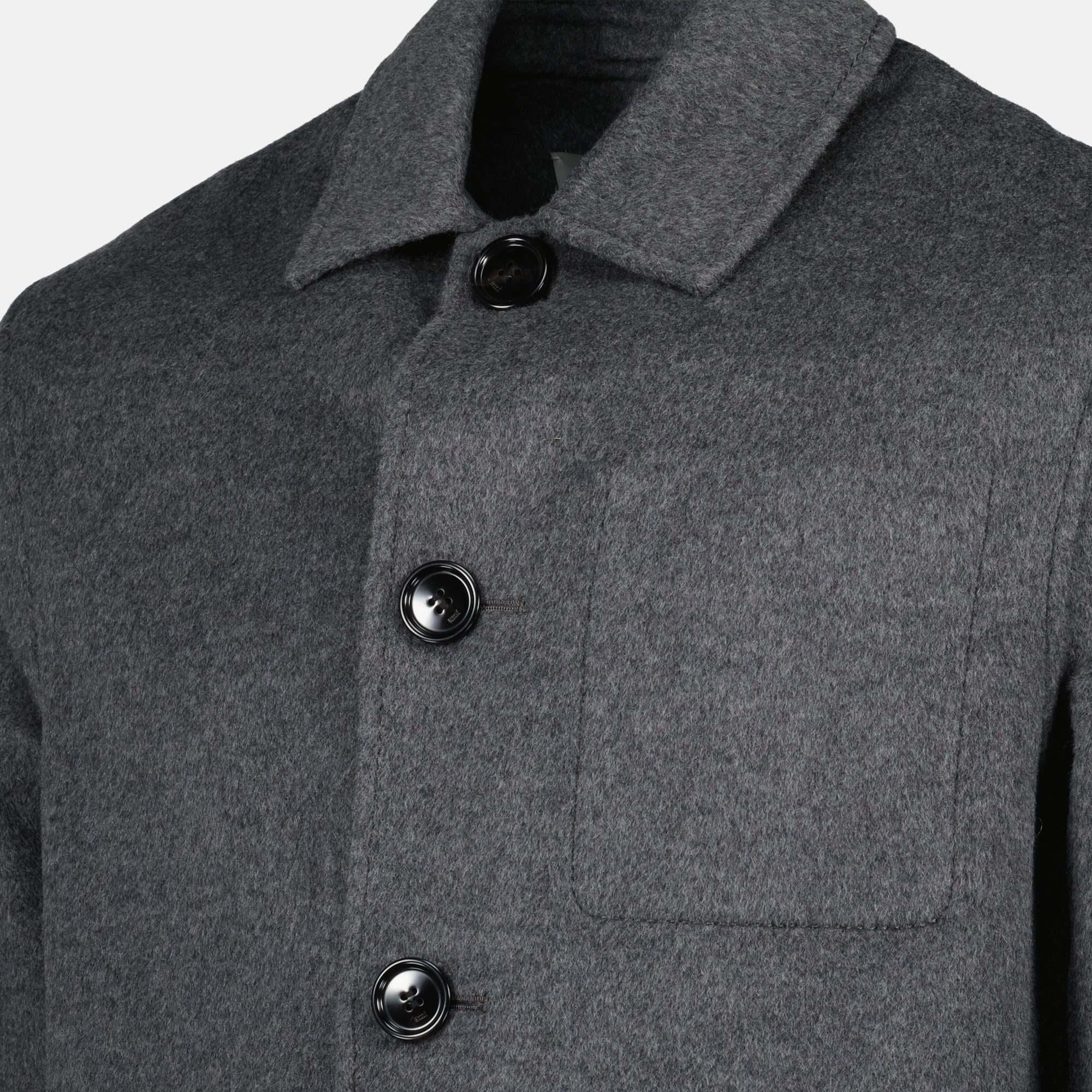 gray wool jacket, AMI Paris bouclé jacket, cashmere blend jacket, autumn winter collection, classic collar jacket
