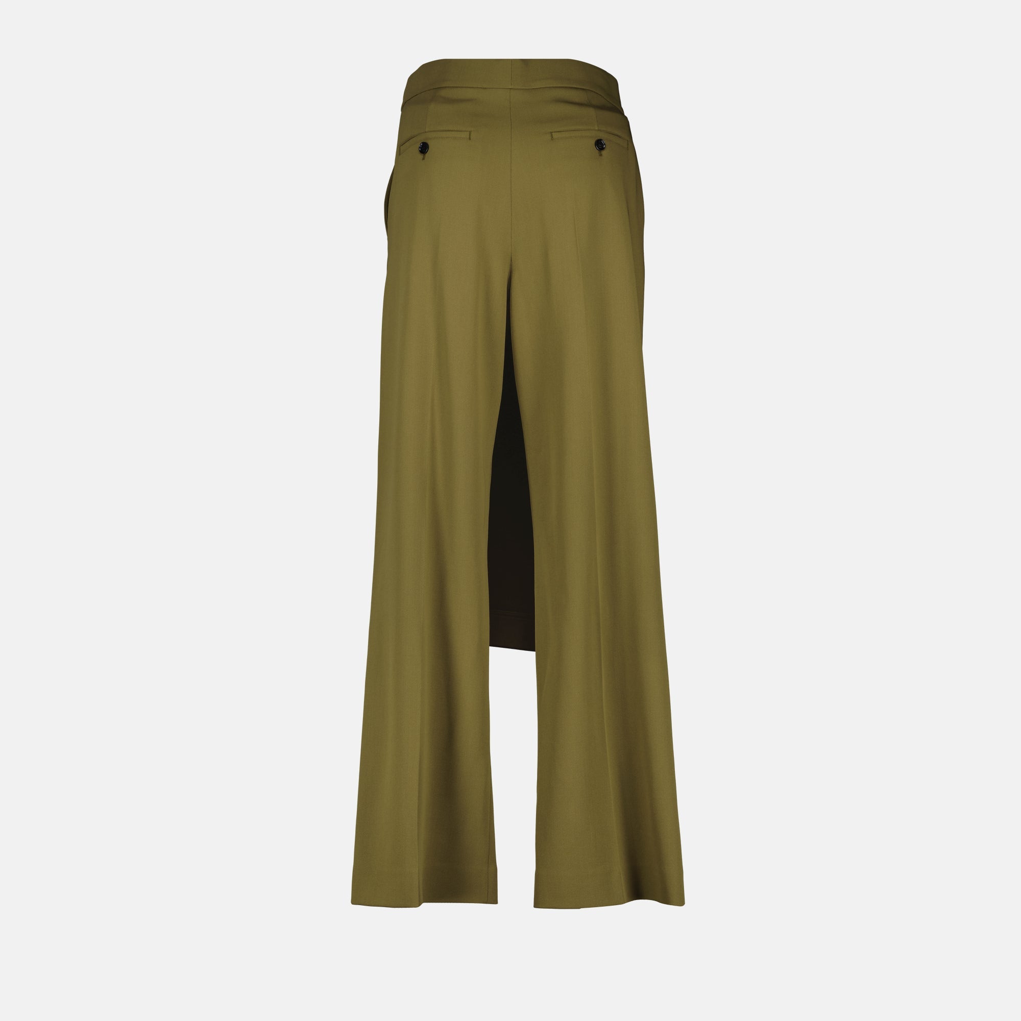 Ami Paris pants, wide-leg trousers, khaki pants, high-waisted pants, wool and cotton blend