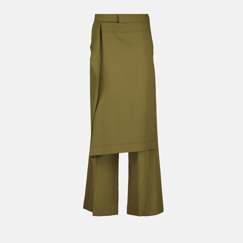 Image of Kaki Wide-leg Pants by Ami PARIS for Women - Season Autumn-Winter 2025 - Front View
