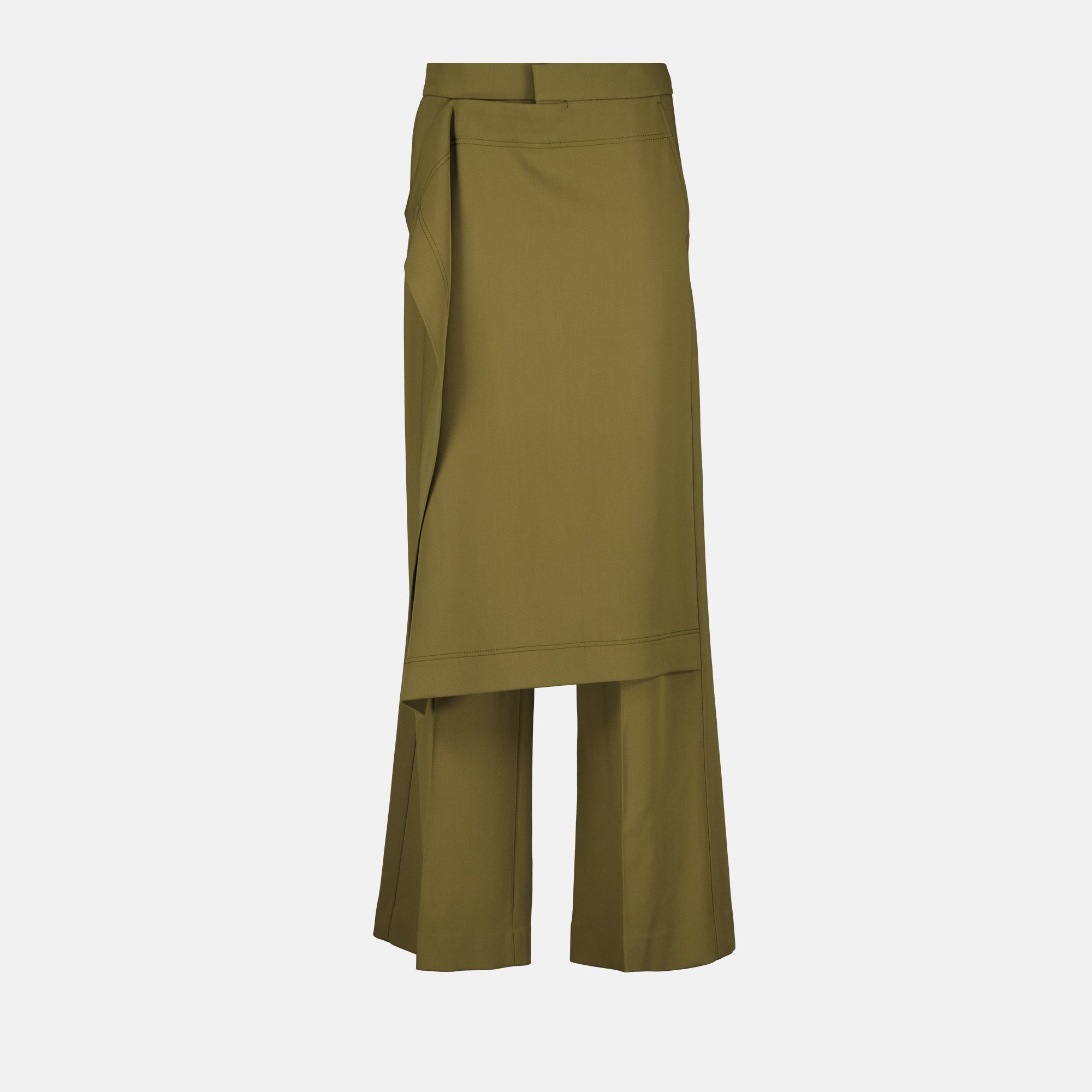 Ami Paris pants, wide-leg trousers, khaki pants, high-waisted pants, wool and cotton blend