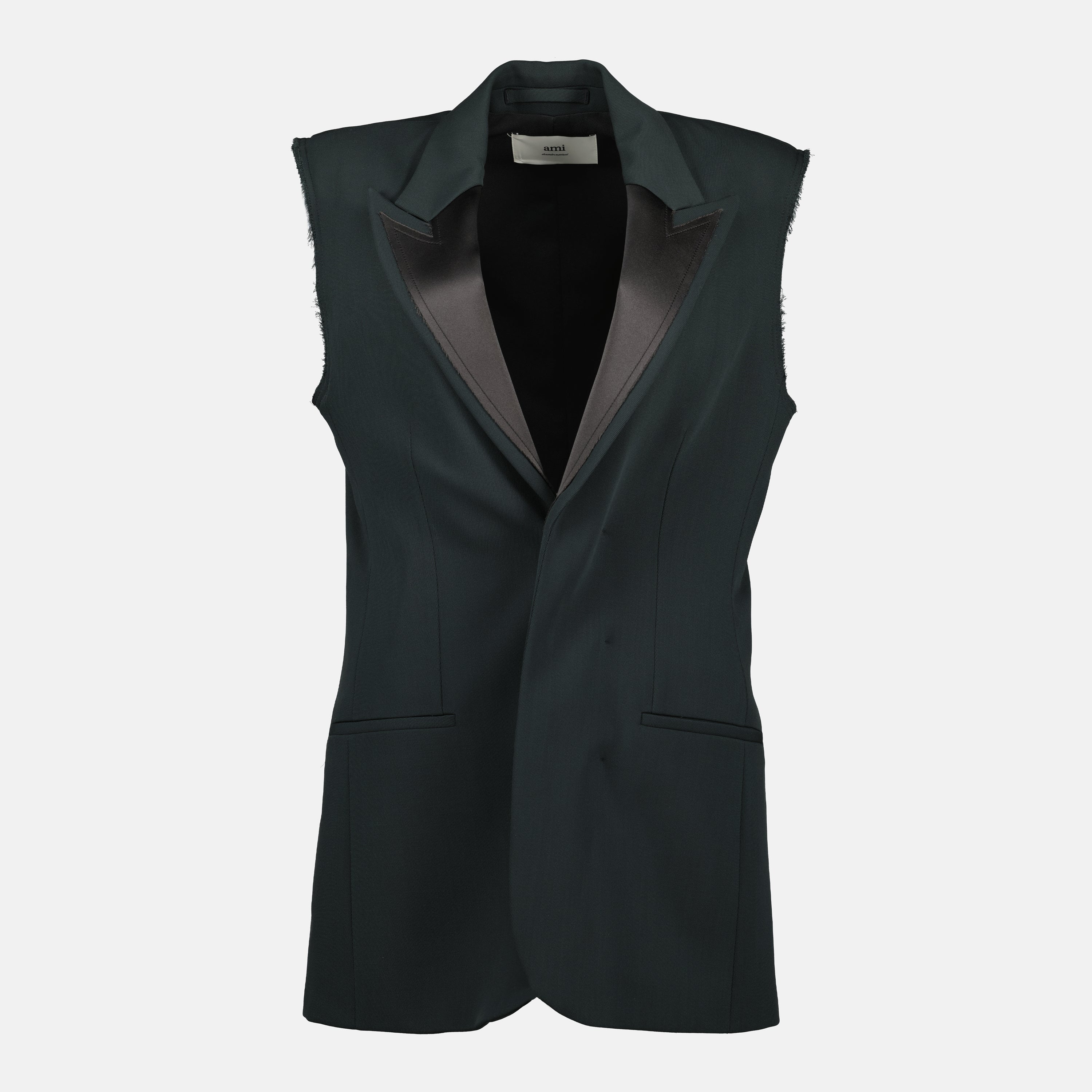 sleeveless blazer, wool blazer, AMI Paris, V-neck blazer, Autumn-Winter collection