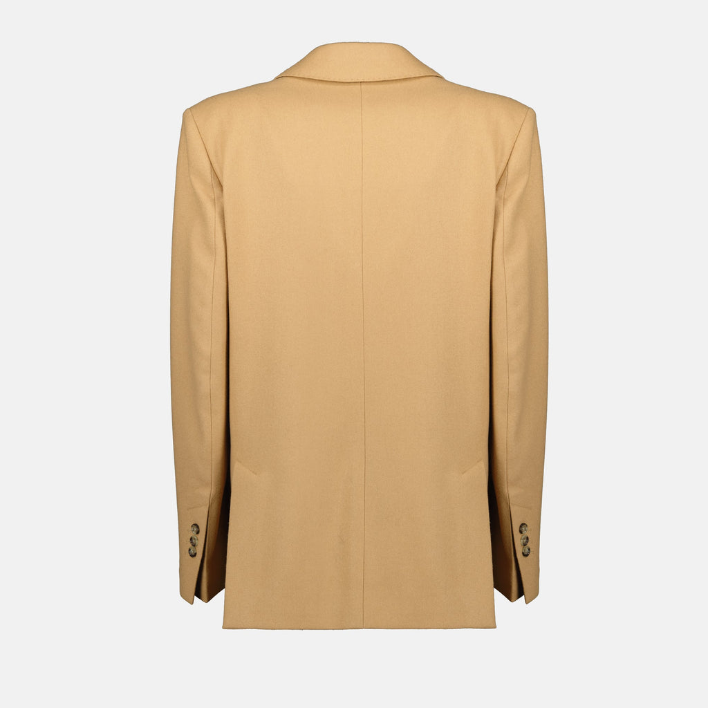 Image of Beige Wool Blazer by Ami PARIS for Women - Season Autumn-Winter 2025 - Back View