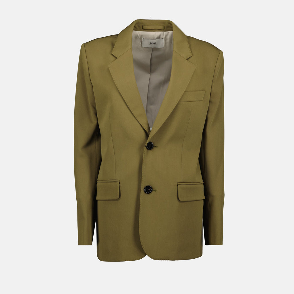 Blazer Kaki a Due Bottoni