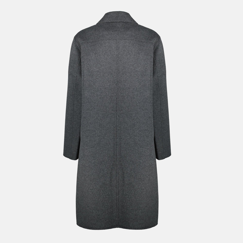 gray wool coat, AMI Paris coat, wool and cashmere outerwear, autumn winter coat, men's wool coat