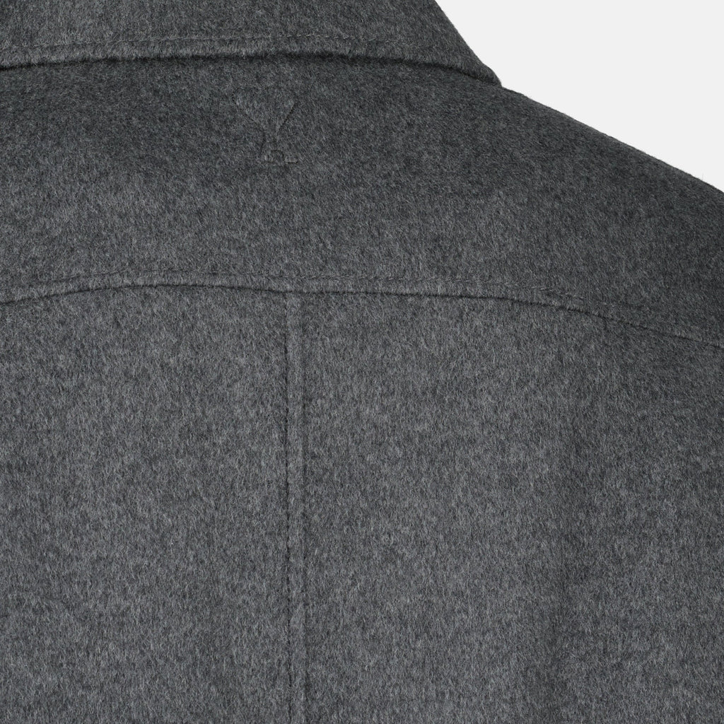 gray wool coat, AMI Paris coat, wool and cashmere outerwear, autumn winter coat, men's wool coat