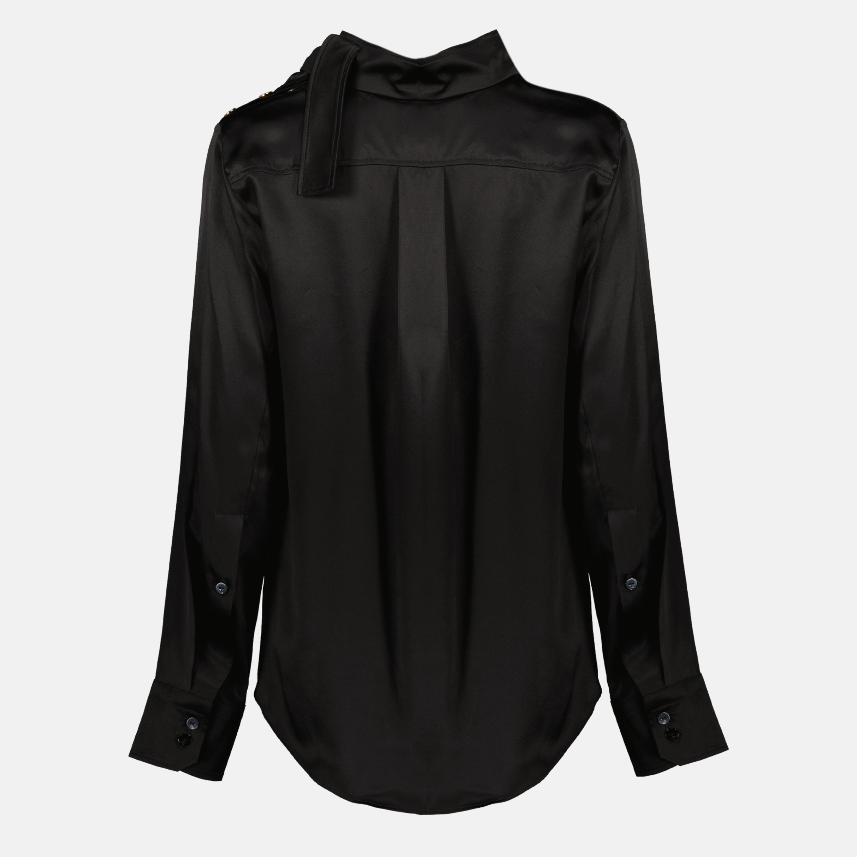 Patou scarf neck top, silk top, black blouse, Autumn-Winter fashion, elegant women's clothing