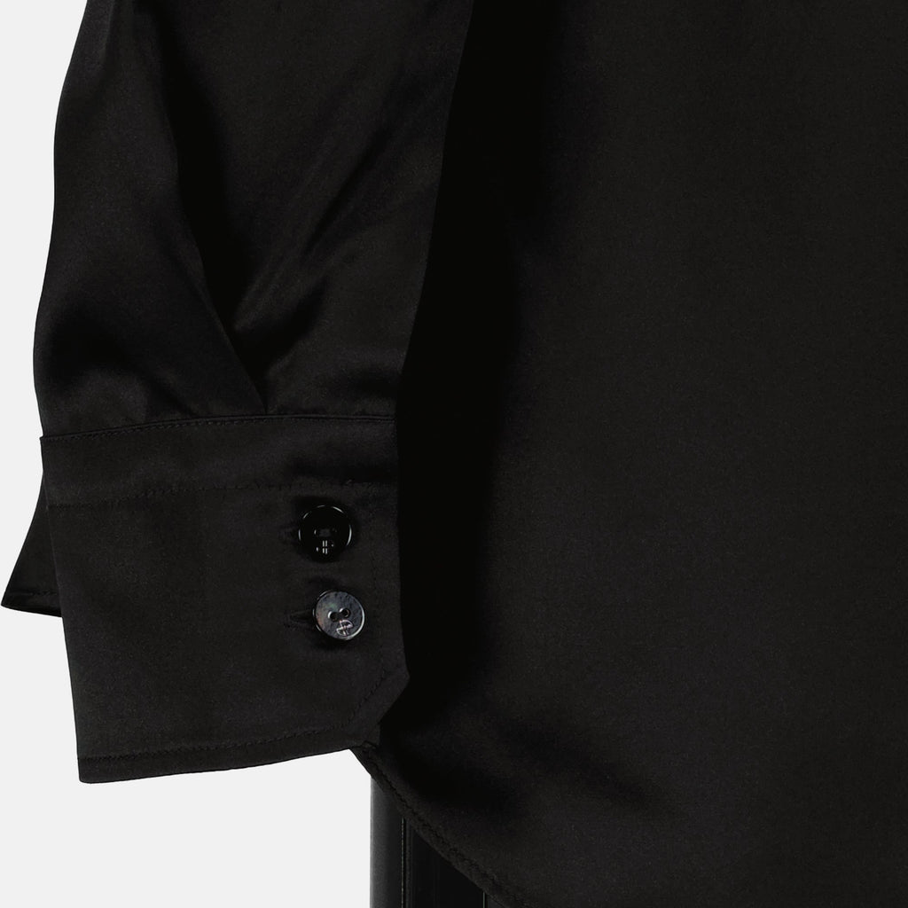 Patou scarf neck top, silk top, black blouse, Autumn-Winter fashion, elegant women's clothing