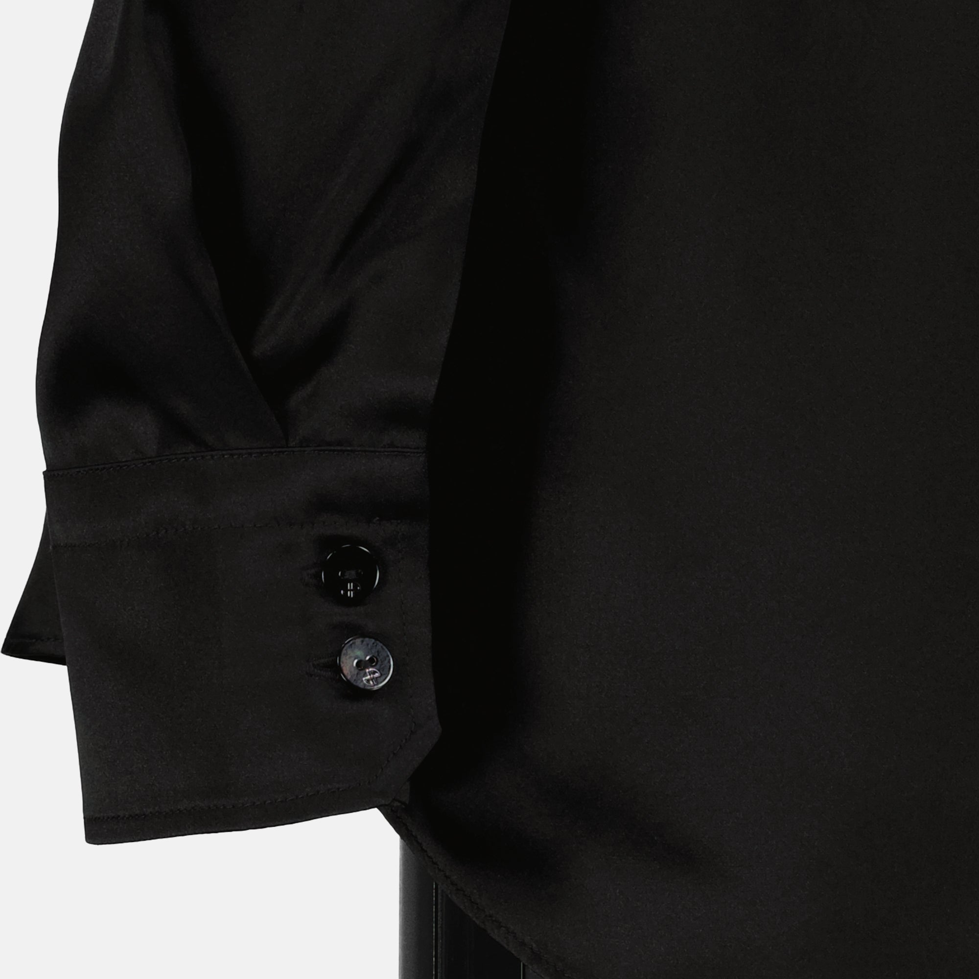 Patou scarf neck top, silk top, black blouse, Autumn-Winter fashion, elegant women's clothing