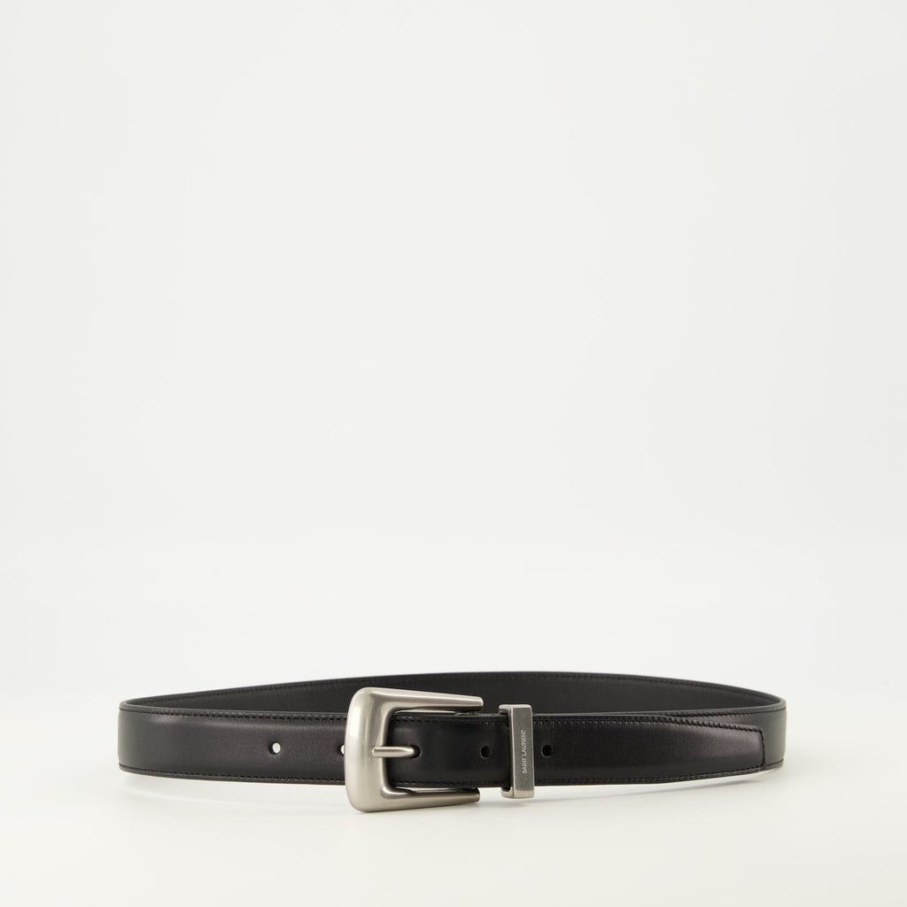Saint Laurent belt, black leather belt, adjustable belt, high-quality accessories, luxury fashion