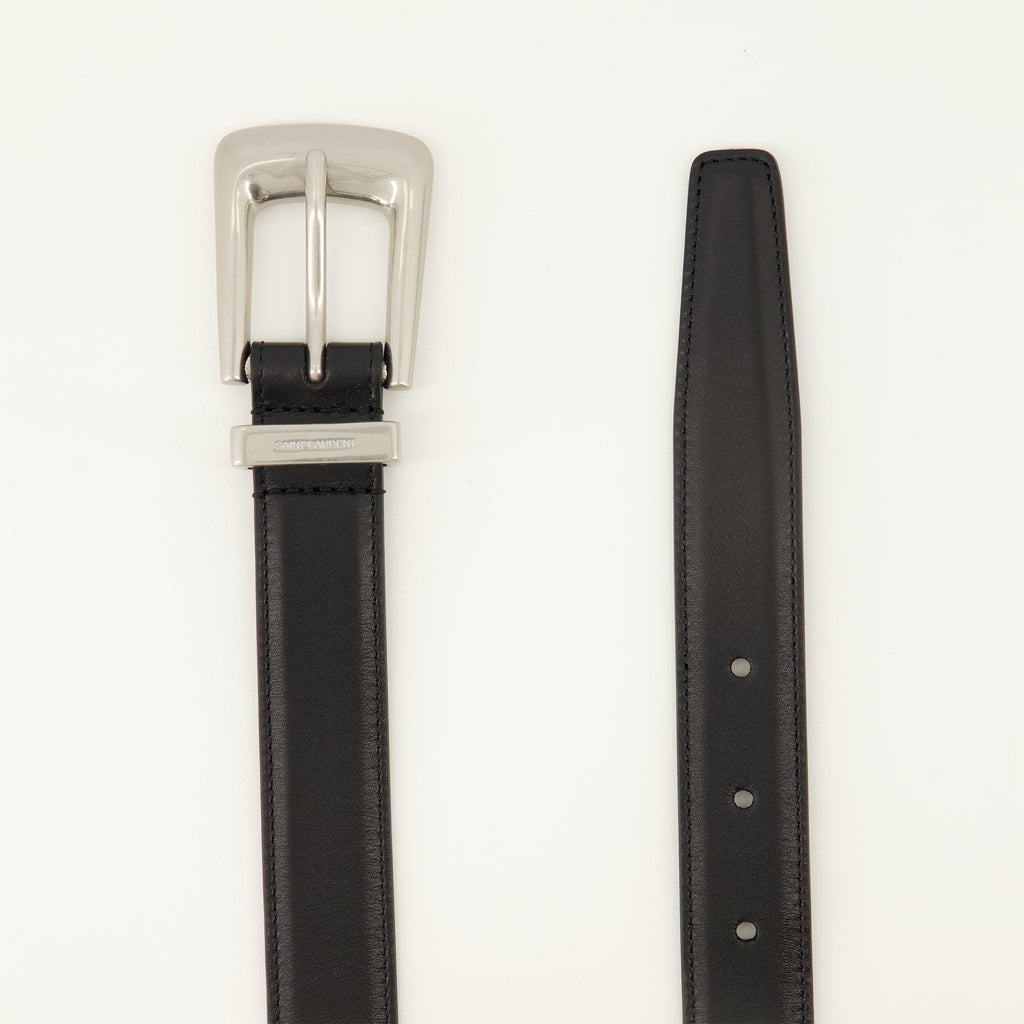 Saint Laurent belt, black leather belt, adjustable belt, high-quality accessories, luxury fashion