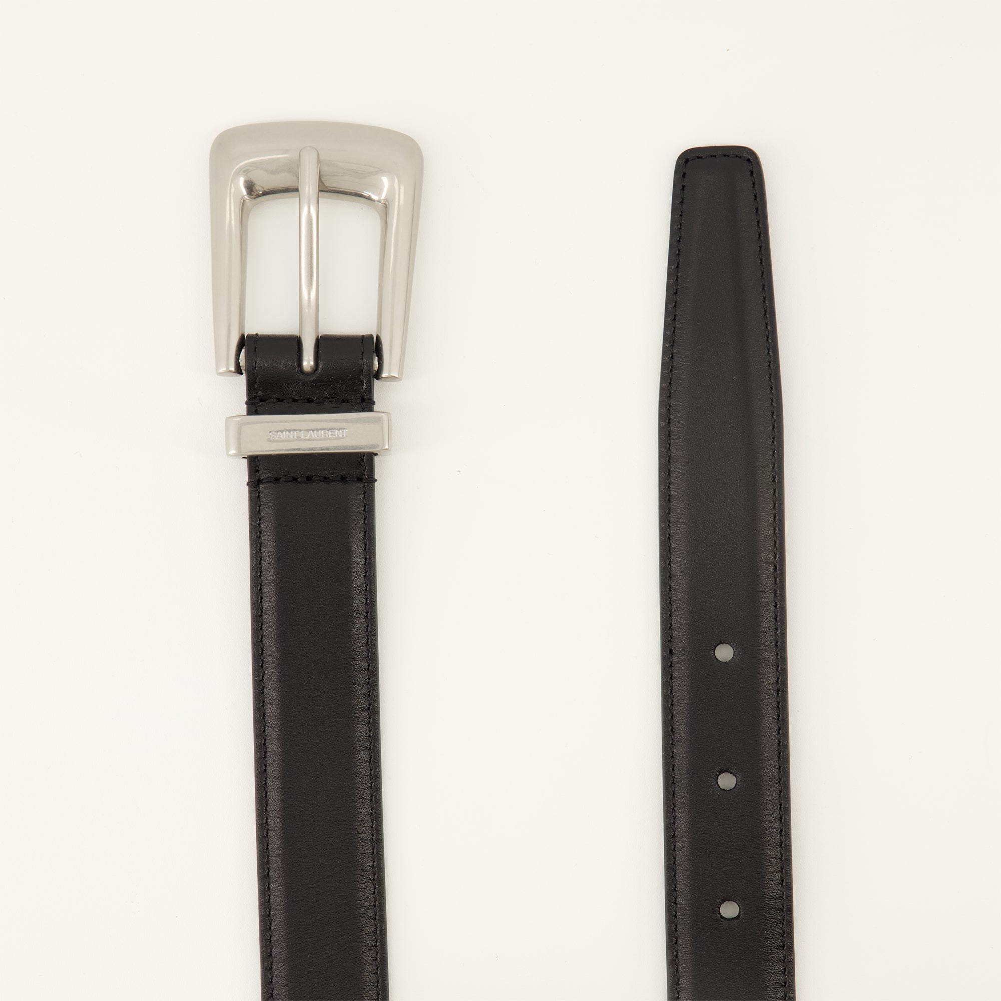 Saint Laurent belt, black leather belt, adjustable belt, high-quality accessories, luxury fashion