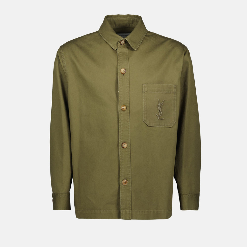 Saint Laurent, denim shirt, Cassandre, men's fashion, khaki shirt