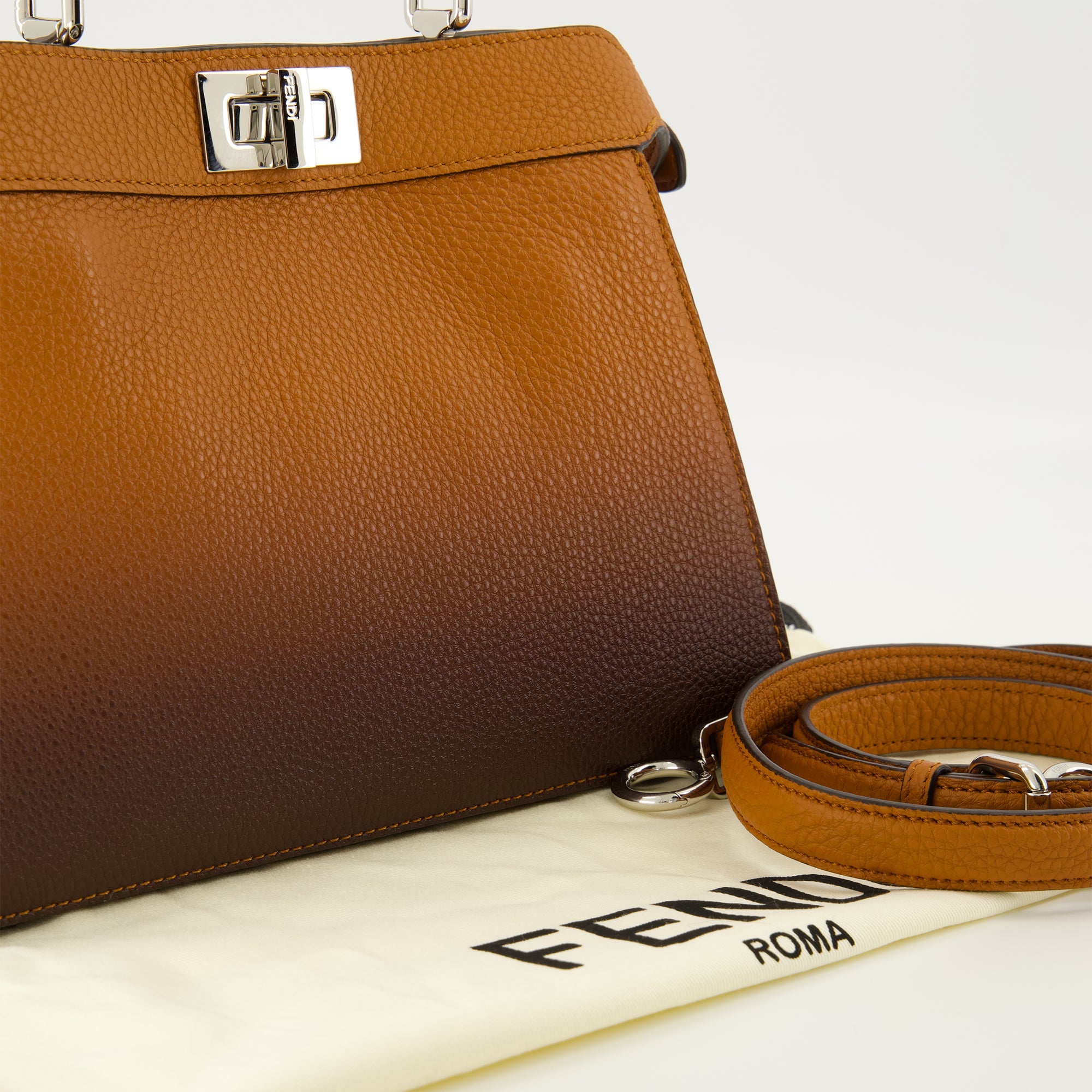 Fendi bag, Peekaboo ISeeU, brown leather handbag, luxury accessories, designer handbag