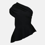 Khaite top, asymmetrical collar, wool top, Autumn-Winter collection, elegant apparel