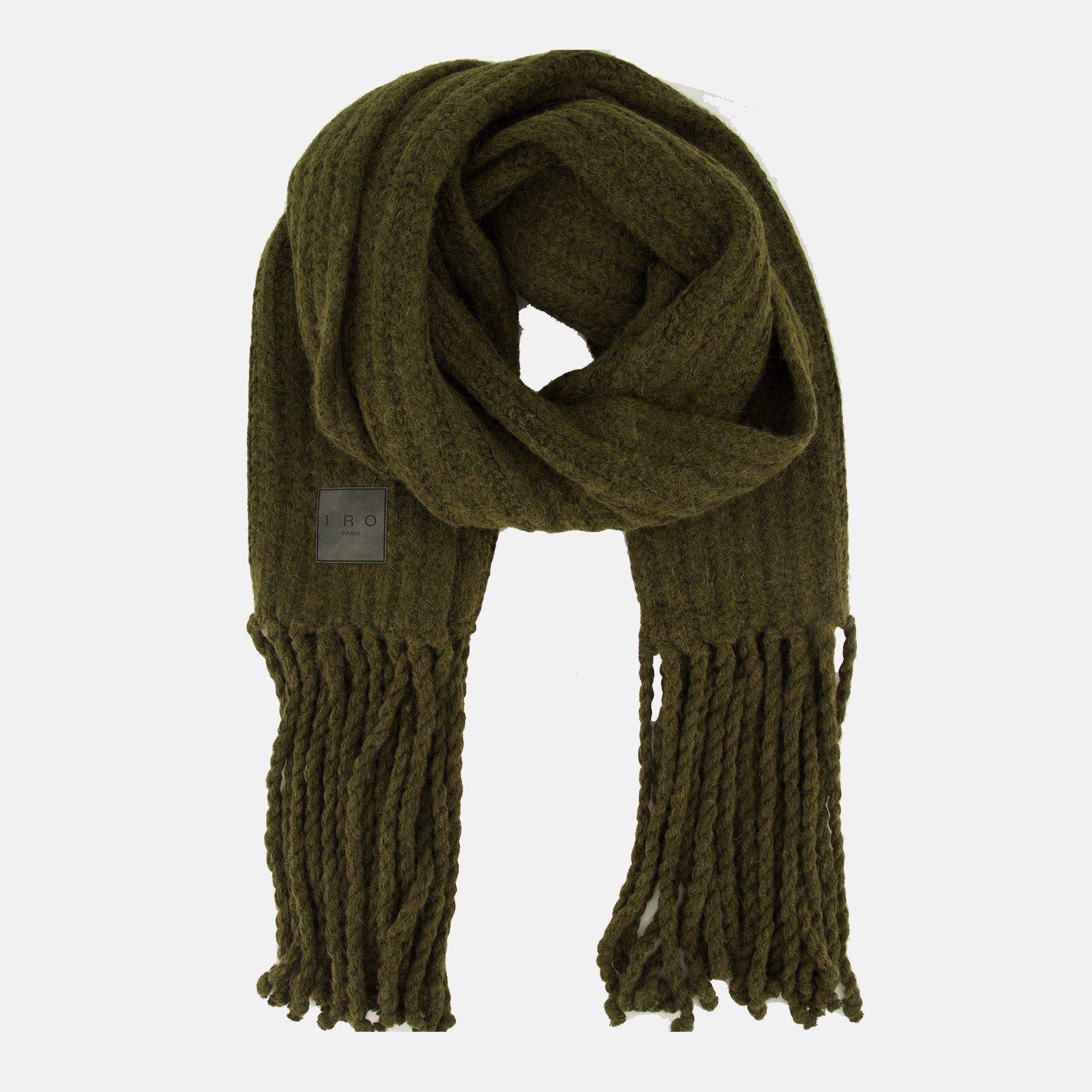 alpaca scarf, Iro, khaki green, fall winter collection, luxury accessories