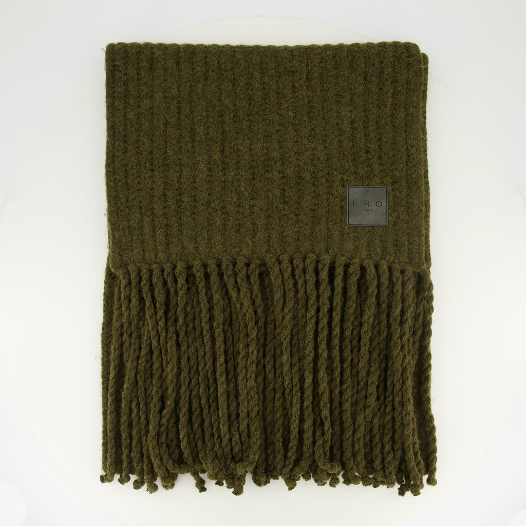 alpaca scarf, Iro, khaki green, fall winter collection, luxury accessories