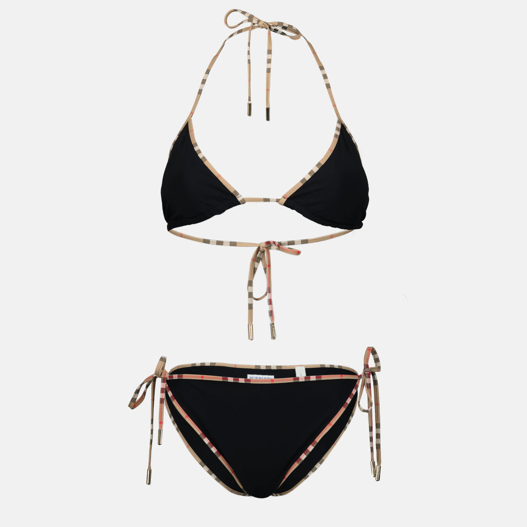 バーバリーの女性用ブラックチェックビキニの画像 - シーズン春夏2026 - 正面ビュー