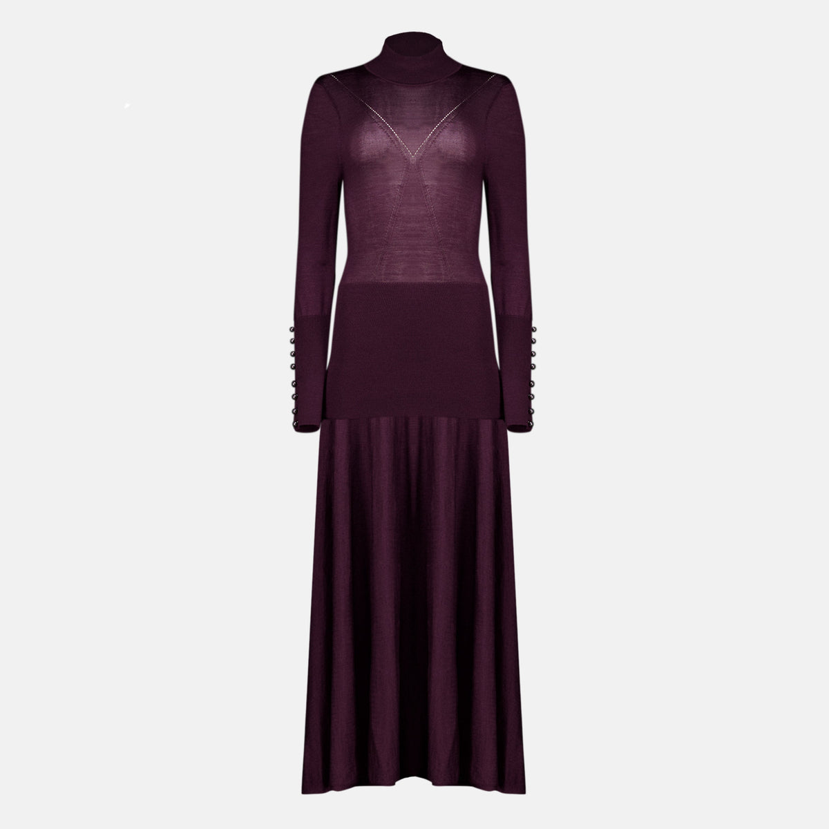 Aubergine Wool Long Dress