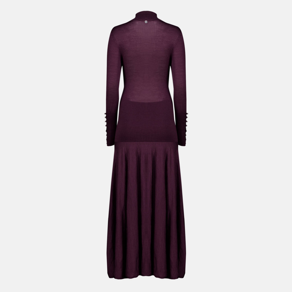 Aubergine Wool Long Dress